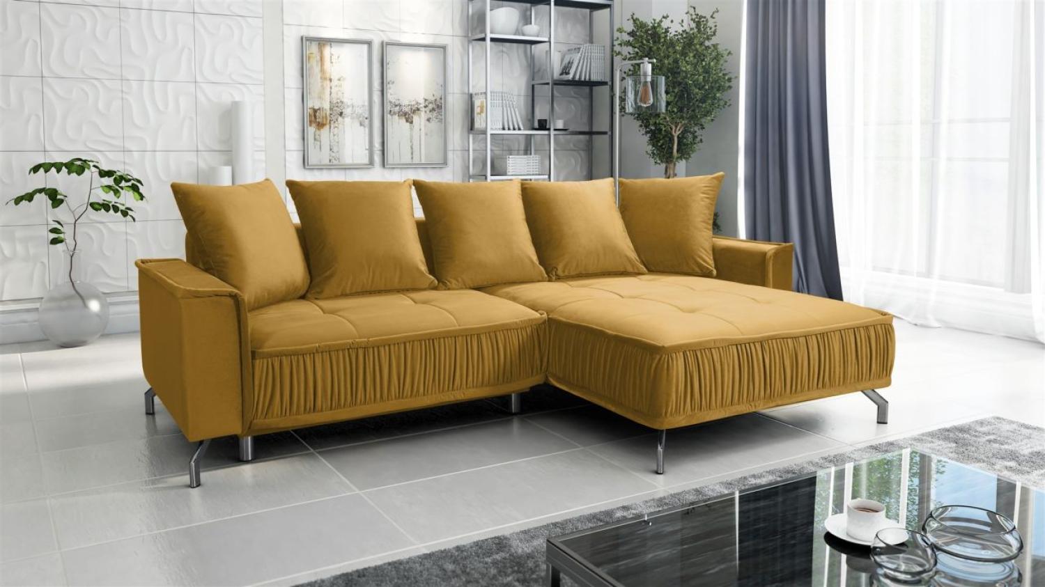 Ecksofa Schlafsofa Sofa FLORENCE Stoff Element Honiggelb Ottomane Rechts Bild 1