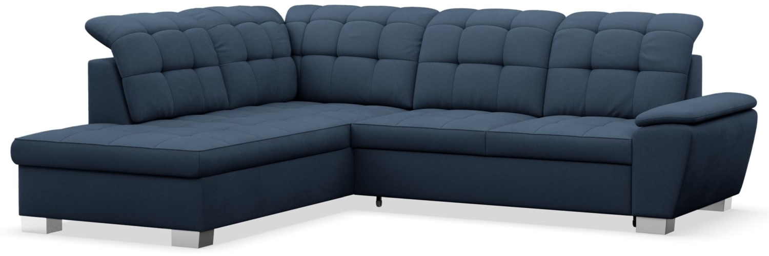 Selsey 'Jamaal' Ecksofa mit Schlaffunktion und Stauraum linksseitig, marineblau Bild 1