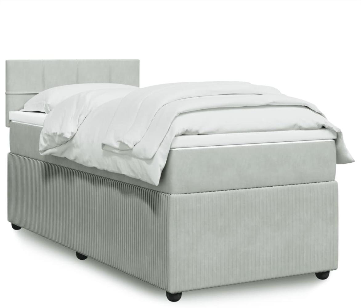 vidaXL Boxspringbett mit Matratze Hellgrau 90x190 cm Samt 3289926 Bild 1