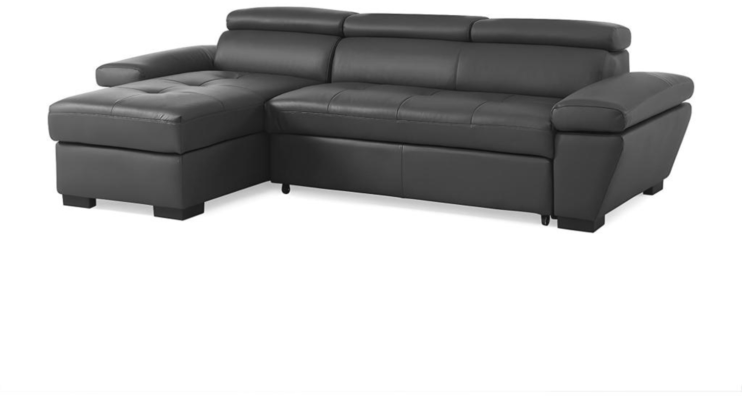 Vente-unique - Ecksofa mit Schlaffunktion - Leder - Ecke Links - Anthrazit - JONOVA Bild 1