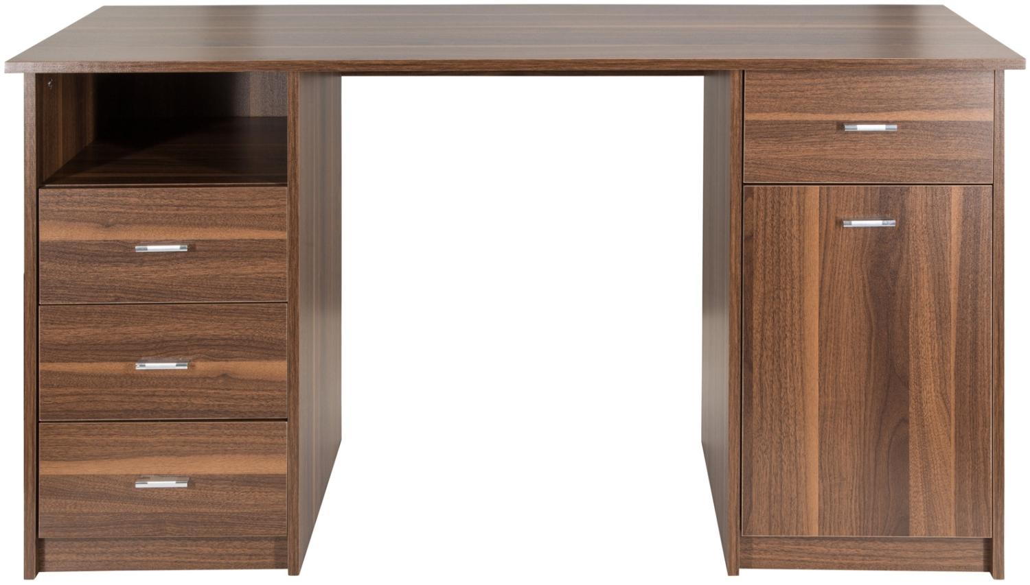 hjh OFFICE Schreibtisch EASY WORK IV Melaminharzbeschichtete Spanplatte Walnuss Bild 1