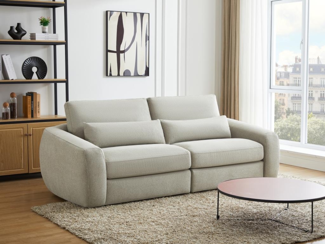 Vente-unique - Sofa 3-Sitzer - Stoff - Hellgrau - GUSANA Bild 1