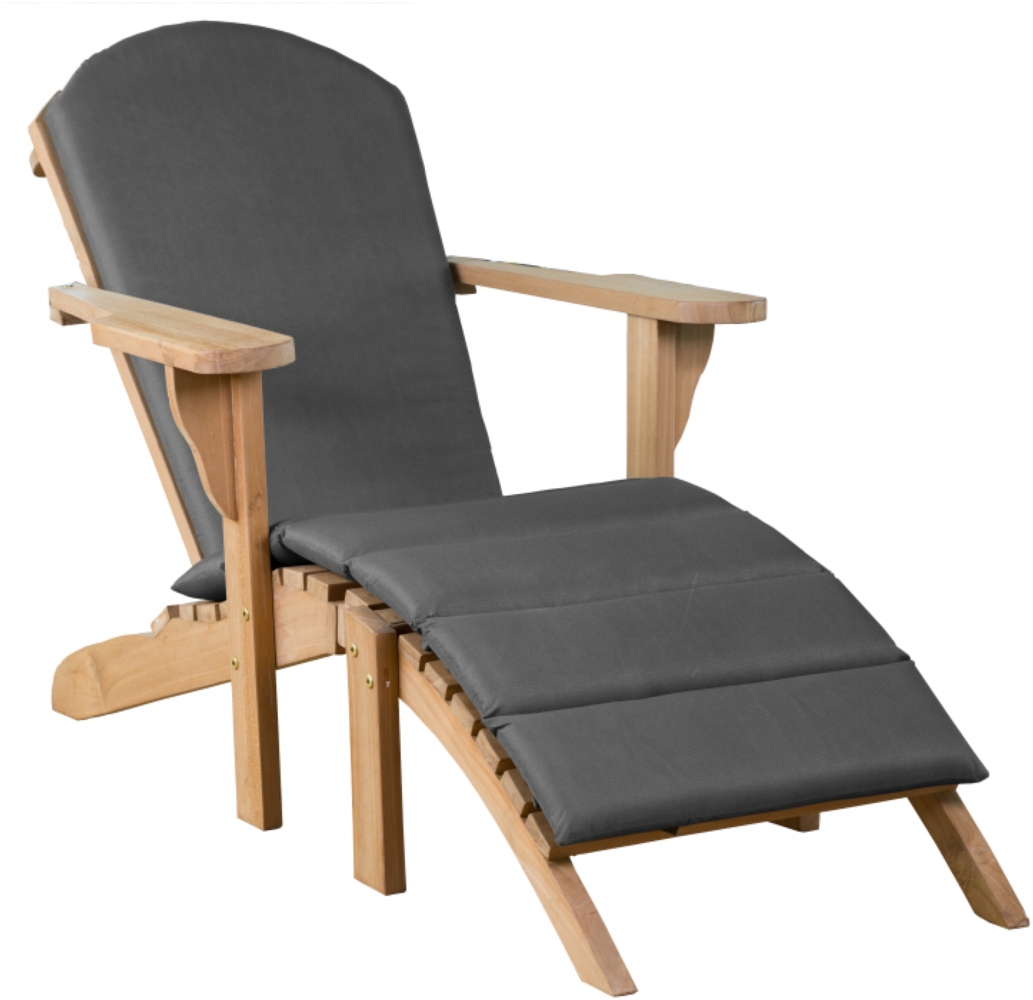 deVries Adirondack "WOODIE" aus Teakholz (Basic) Sessel und Hocker abnehmbar inkl. Polster uni grau Bild 1