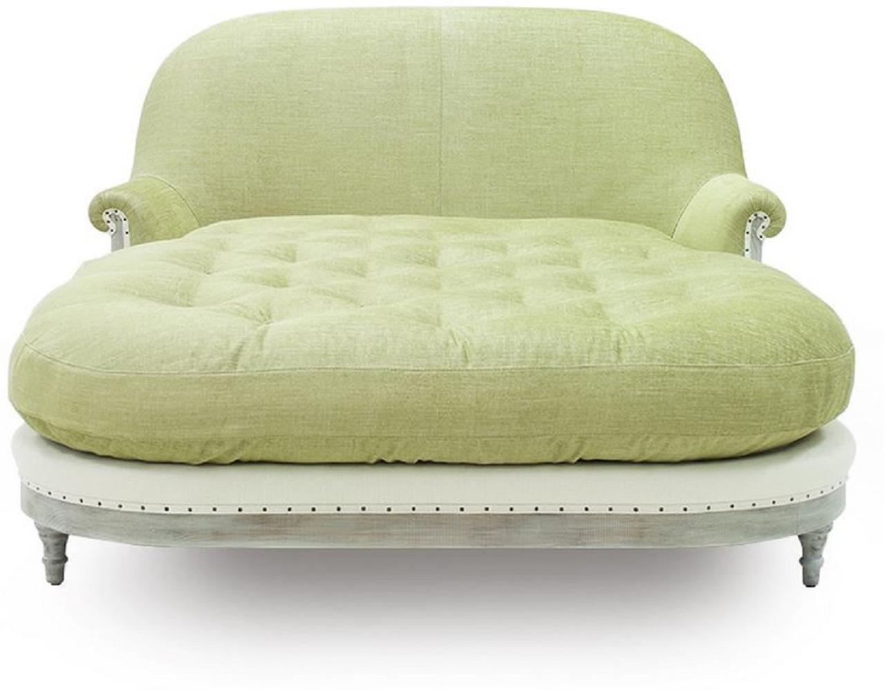 Casa Padrino Luxus Chaiselongue Hellgrün / Weiß / Grau 140 x 185 x H. 91 cm - Wohnzimmer Liegesessel - Recamiere - Wohnzimmer Möbel - Luxus Möbel - Luxus Kollektion Bild 1