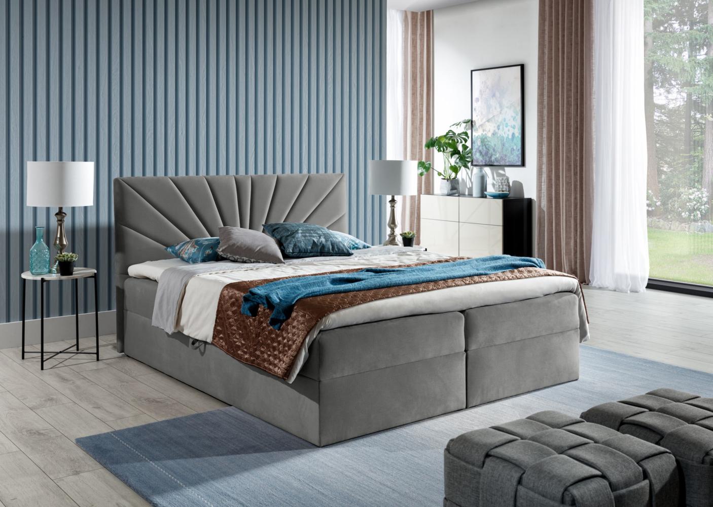 99rooms Zenturio Boxspringbett 140 x 200 cm Velours ROYAL VELVET Graphit Bild 1