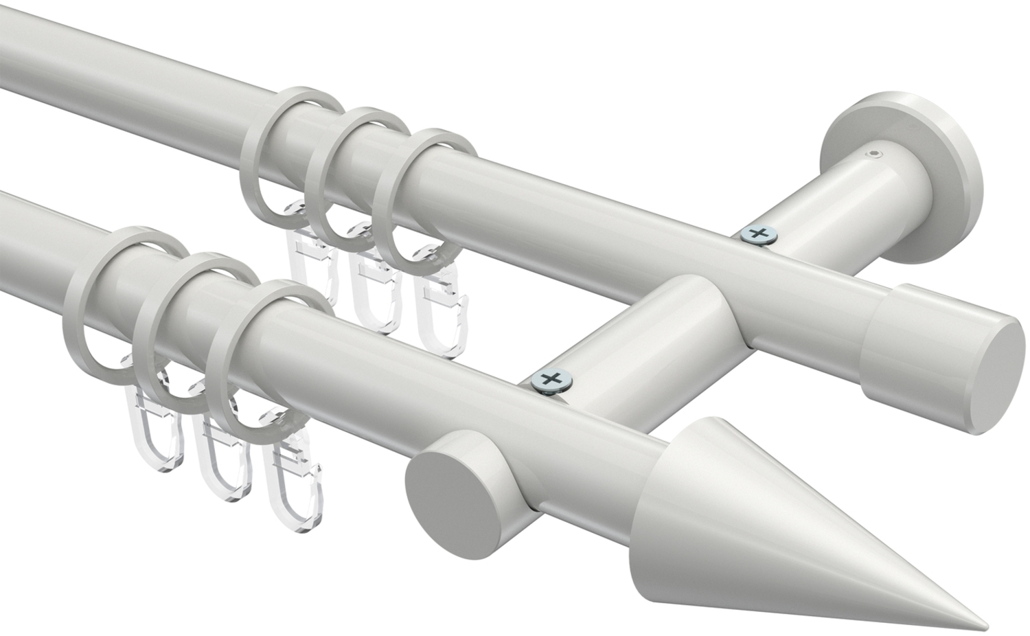 Gardinenstangen-Set Platon Savio 420 cm (geteilt in 3 x 140 cm), 2-läufig, 20 mm Ø Weiß Bild 1