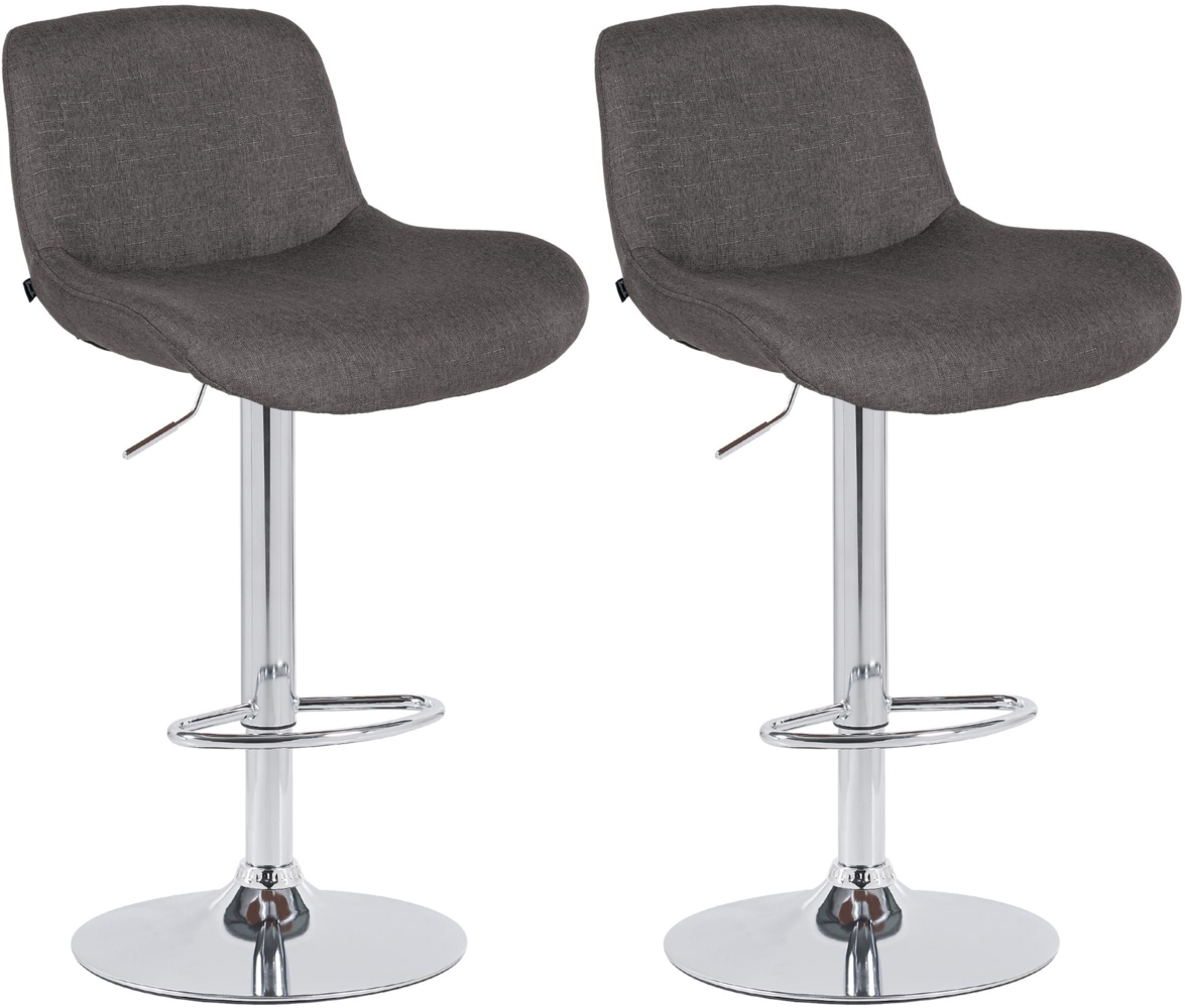 CLP 2er Set Barhocker Solon Chrom höhenverstellbar und drehbar mit Rückenlehne,dunkelgrau Stoff Bild 1