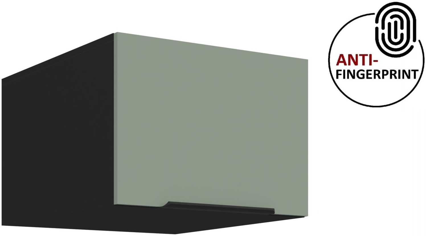 Küchen Aufsatzschrank 50 cm ARIA Aquamarin ultra matt + Schwarz matt, hochwertige Fronten mit Anti Fingerprint Beschichtung Küchenzeile Küchenblock Bild 1