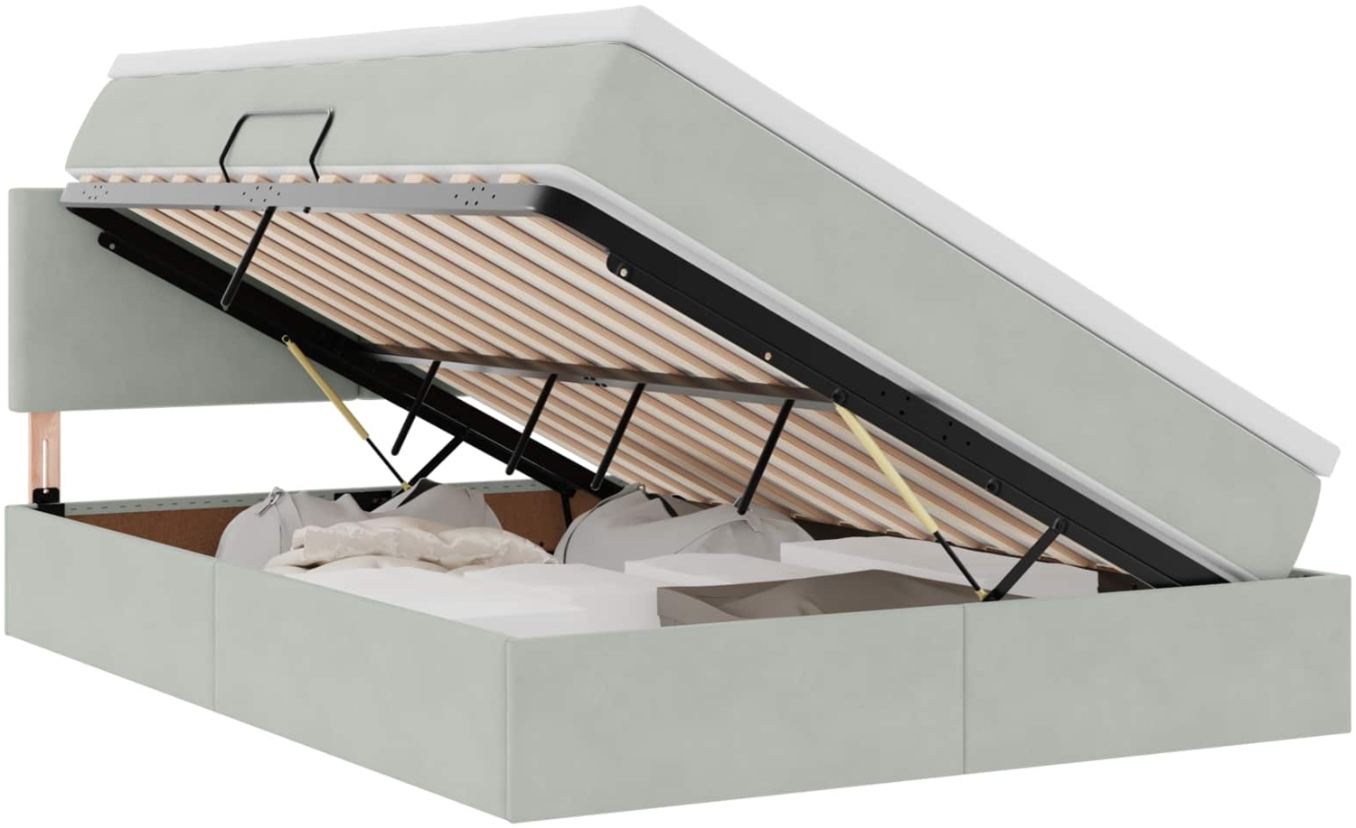 vidaXL Bett mit LED-Lichtleisten Hellgrau 140 x 190 cm Samt 3371331 Bild 1