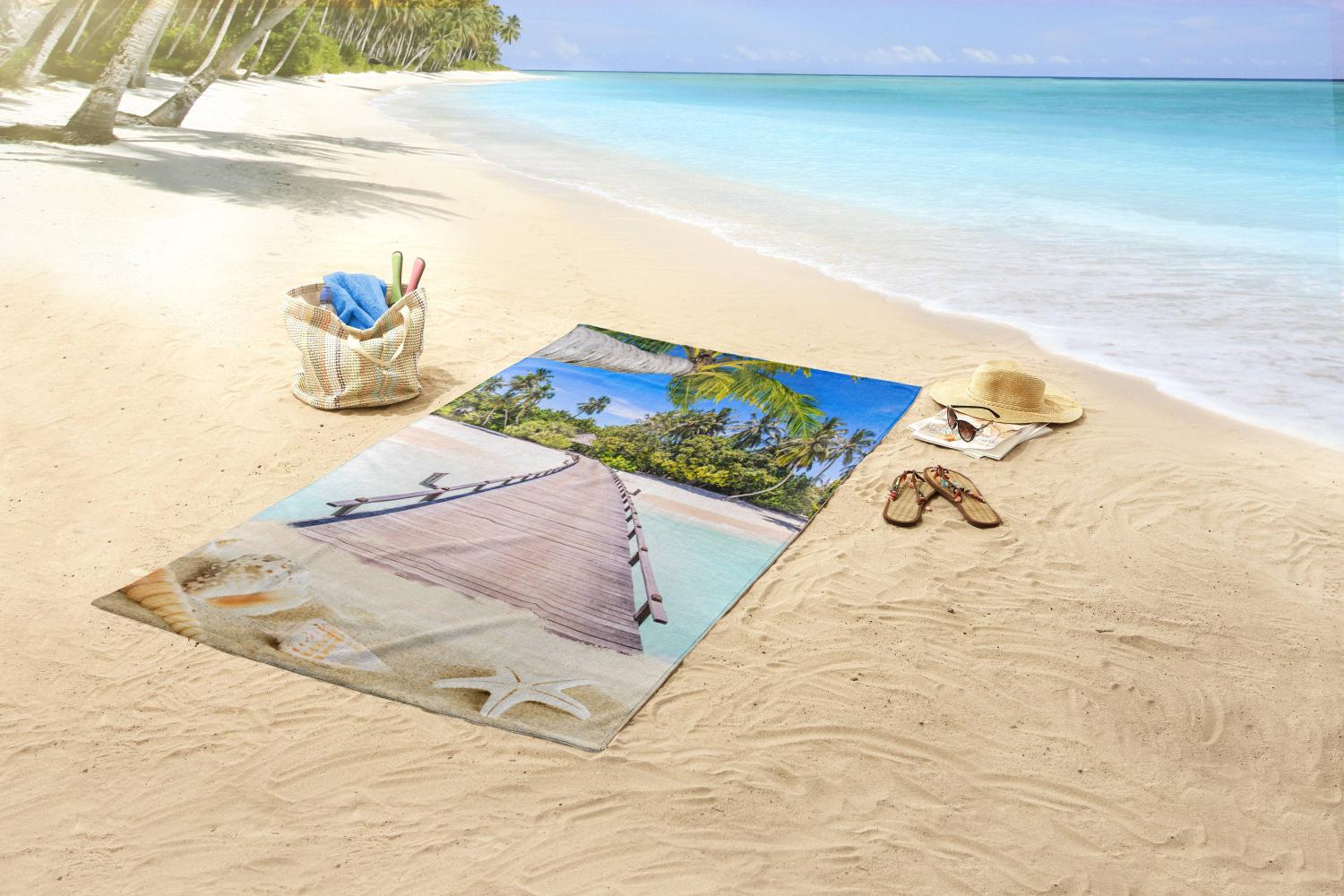 Strandtuch MOANA, Motiv: Strand, 100 x 180 cm Bild 1