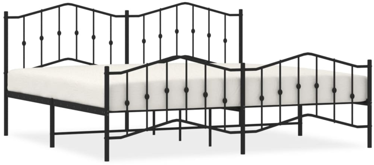 vidaXL Bettgestell mit Kopf- und Fußteil Metall Schwarz 193x203 cm 373813 Bild 1