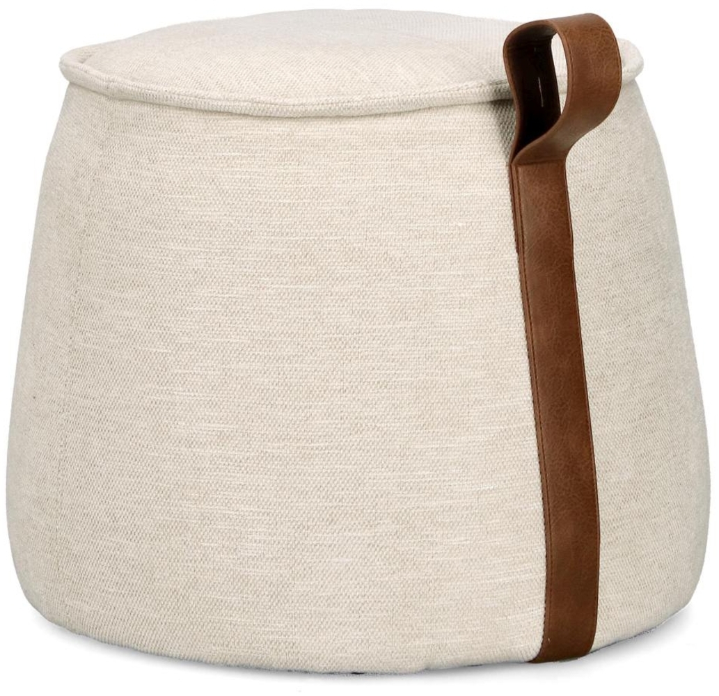 Pouf Anila aus Chenille-Stoff, Natur, 50x50x42 cm Bild 1