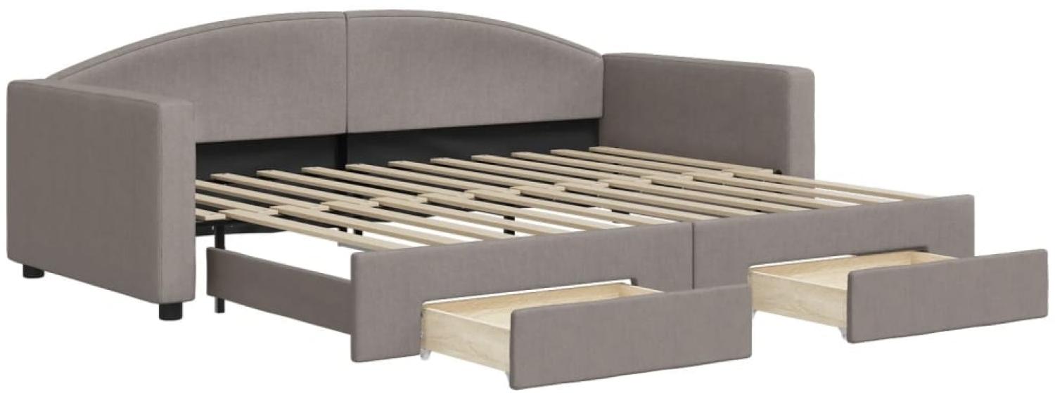 vidaXL Tagesbett Ausziehbar mit Schubladen Taupe 90x200 cm Stoff 3197227 Bild 1