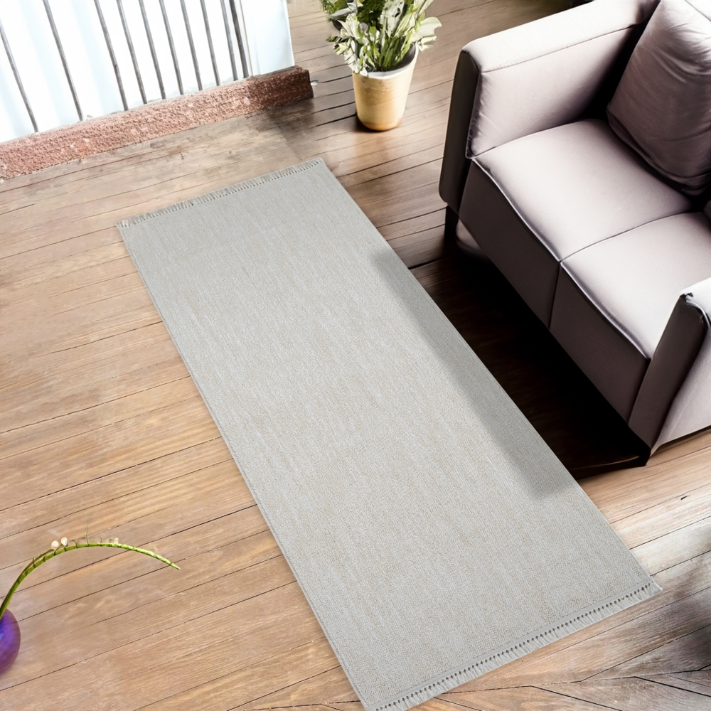 Teppich Läufer Flur - 80x300cm - Meliert Soft Gelb - Fransen Loop Optik Boho Meliert Modern Pastell Wohnteppich Schlafzimmer Teppiche Bild 1