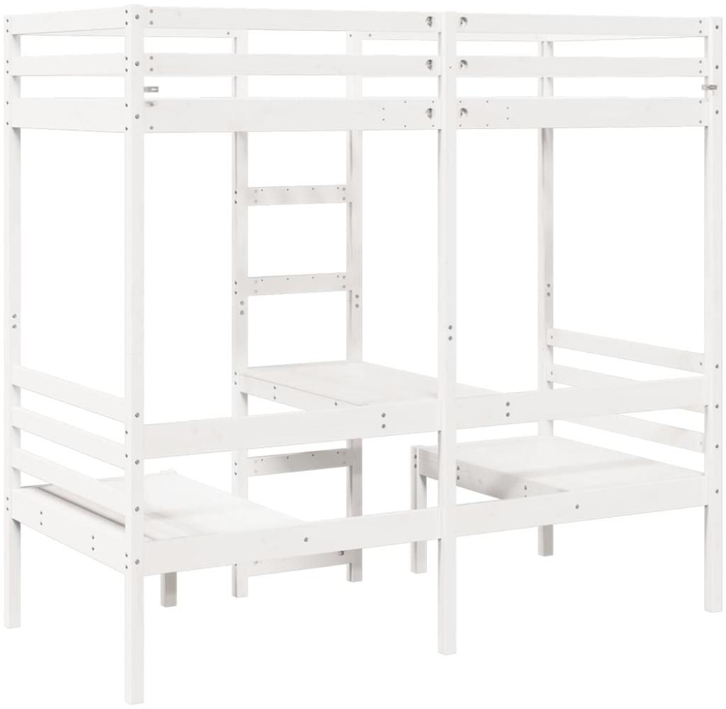 vidaXL Hochbett mit Schreibtisch & Stühlen Weiß 90x200 cm Kiefernholz 3308554 Bild 1