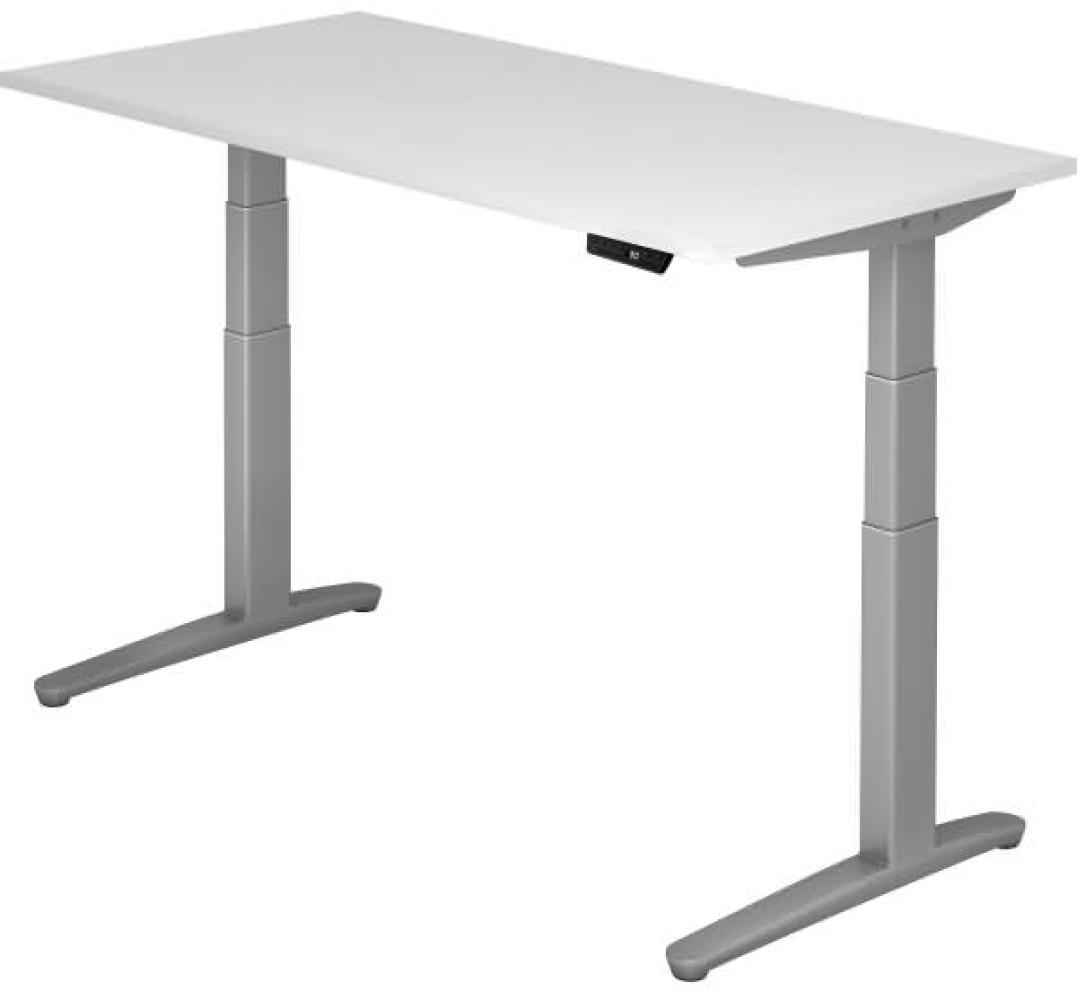 'XBHM16' Sitz-Steh-Schreibtisch elektrisch 160x80 cm Weiß Silber Bild 1