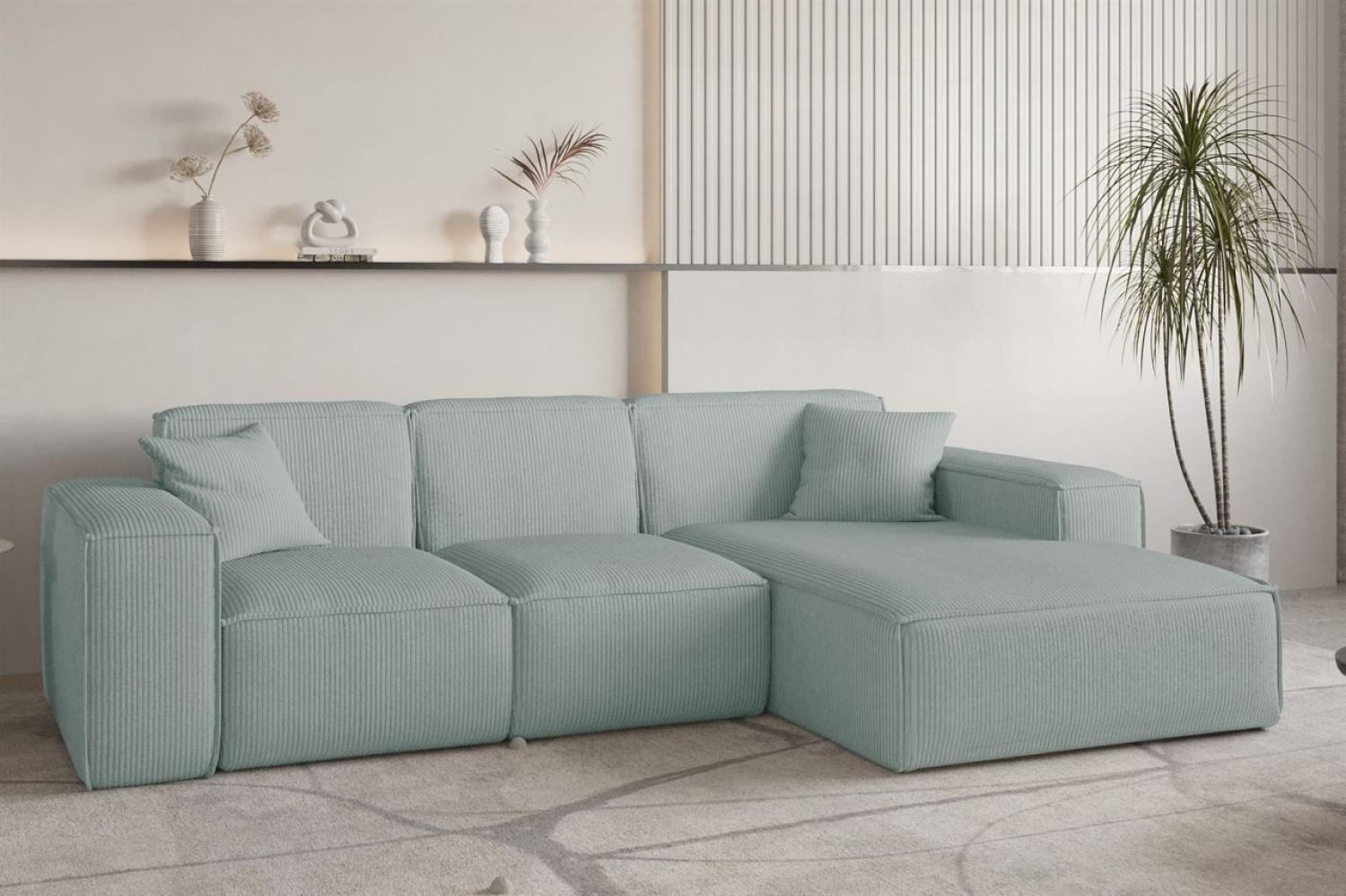 Ecksofa Designersofa CELES PREMIUM in Stoff Scala Saphirblau Ottomane Rechts Bild 1