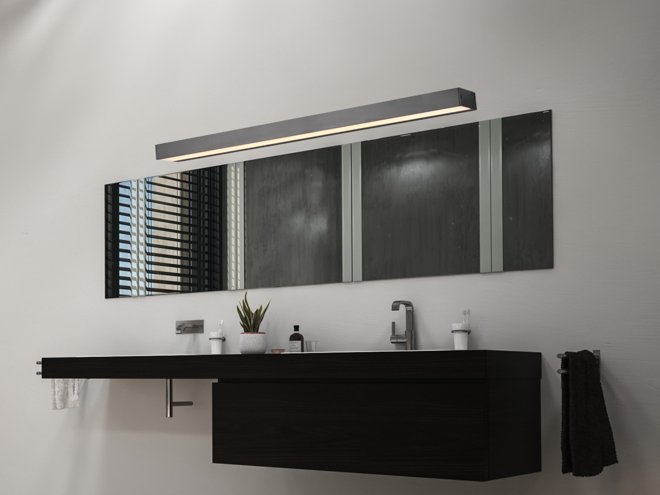 2er SET LED Badezimmer Wandleuchten Up-Down Schwarz, Breite 90cm Bild 1