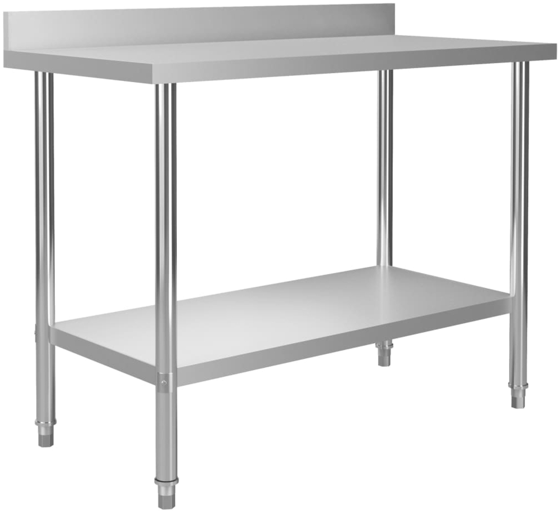 DELUKE® Edelstahl Arbeitstisch KUGO 120x60x93cm mit Aufkantung, Edelstahl Gastro-Arbeitstisch Arbeitsfläche Gastro-Küchentisch Küchen-Arbeitstisch Bild 1