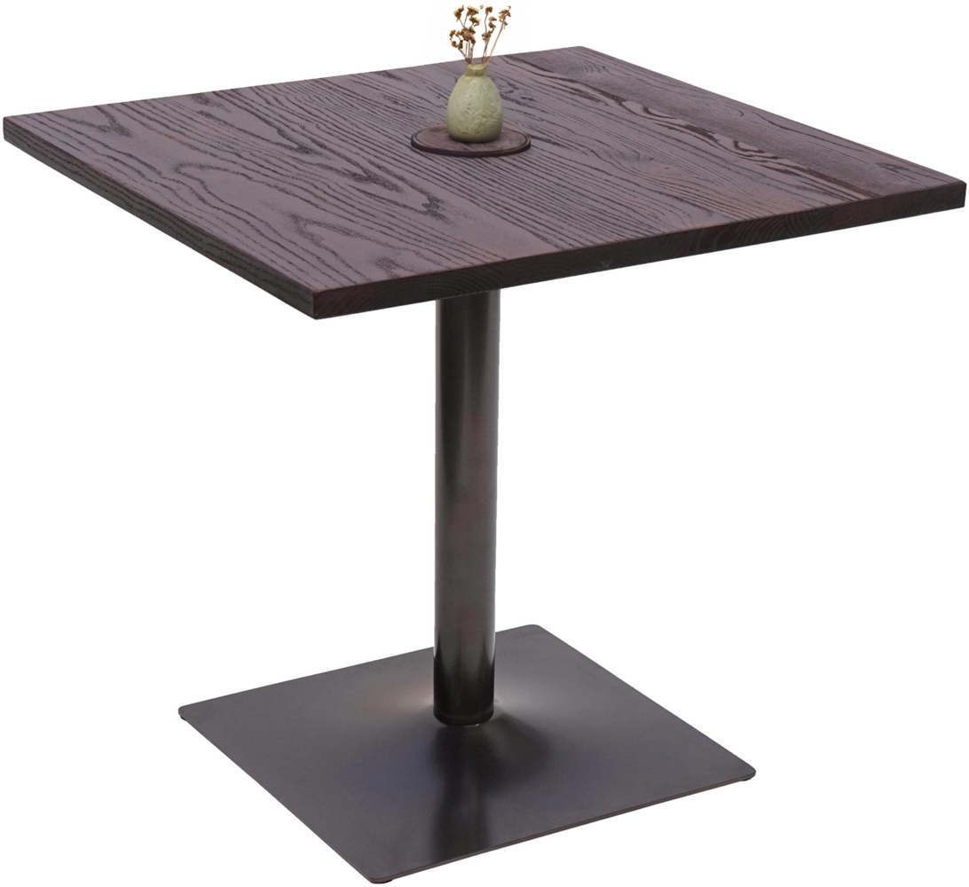 Bistrotisch HWC-H10, Bartisch Thekentisch, Industrial Gastronomie Ulme Holz MVG-zertifiziert 75x80x80cm ~ dunkelbraun Bild 1