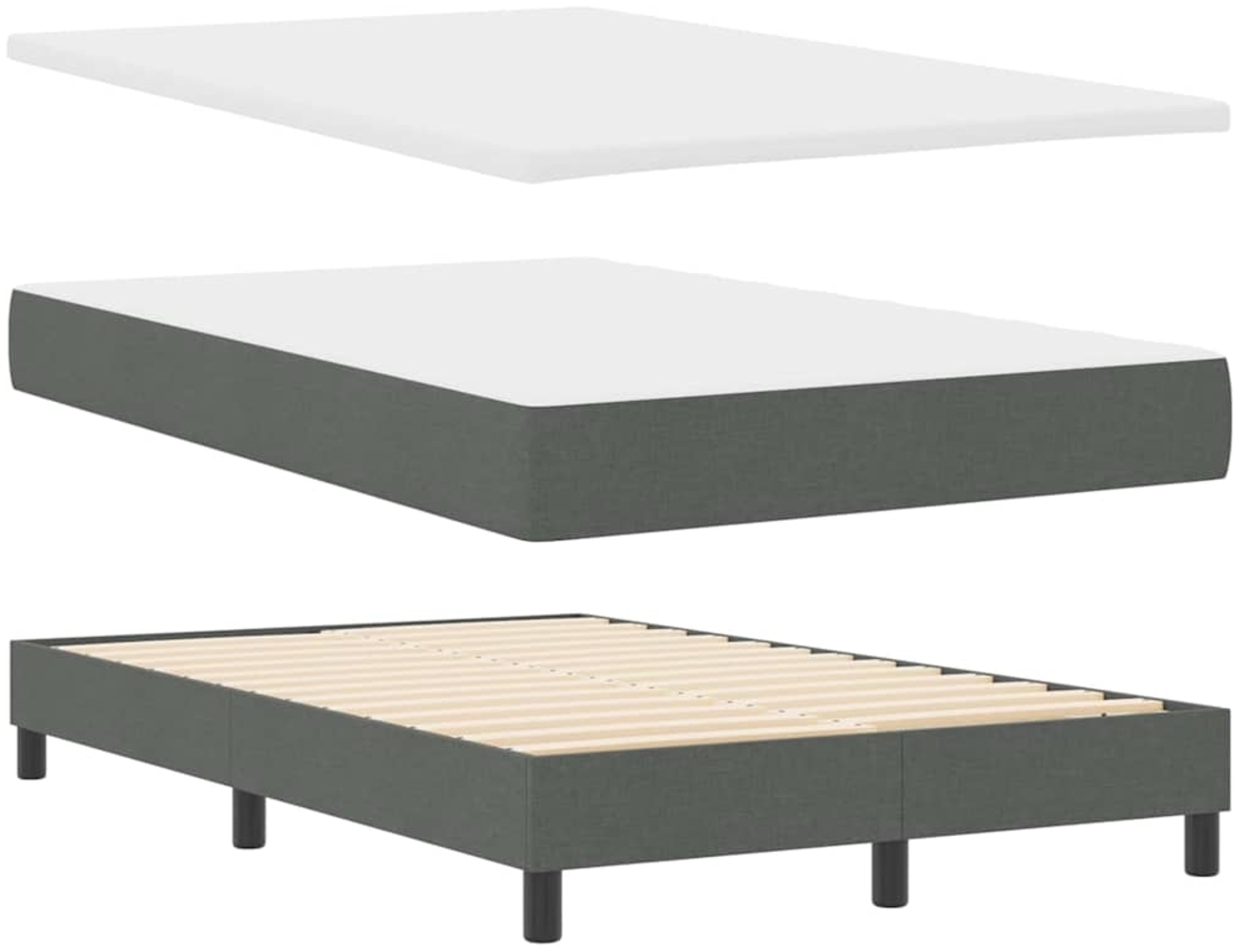 vidaXL Boxspringbett mit Matratze Dunkelgrau 120 x 200 cm Stoff 3343982 Bild 1