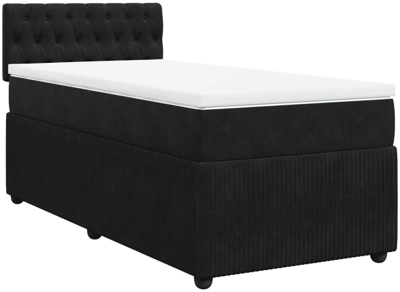 vidaXL Boxspringbett mit Matratze Schwarz 90x190 cm Samt 3287622 Bild 1