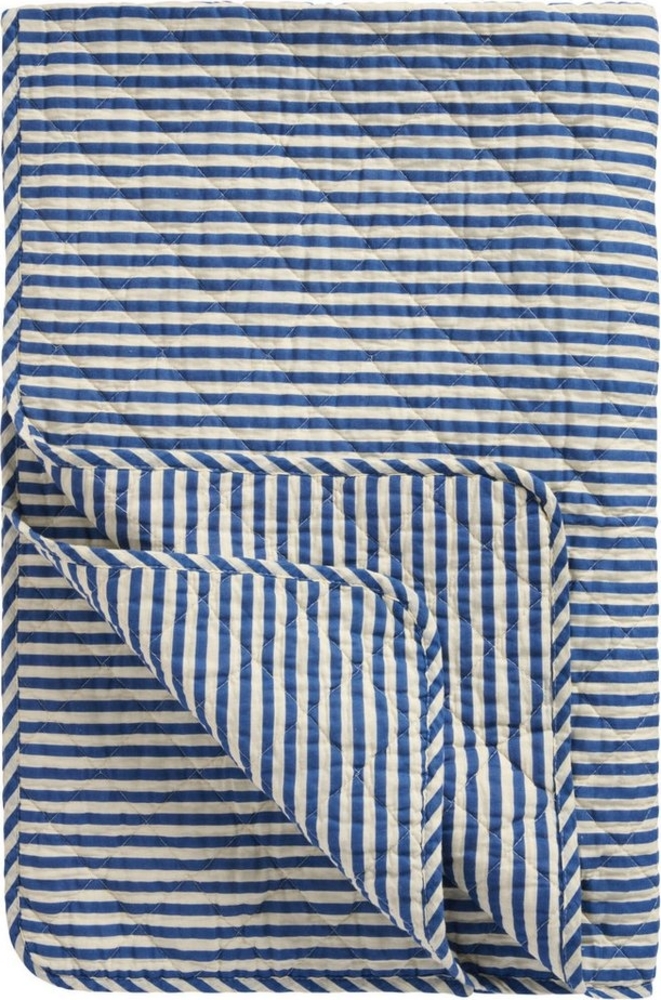 Ib Laursen Decke Quilt Tagesdecke Überwurf Streifen Blau Weiß 180x130cm 07923-13 Bild 1