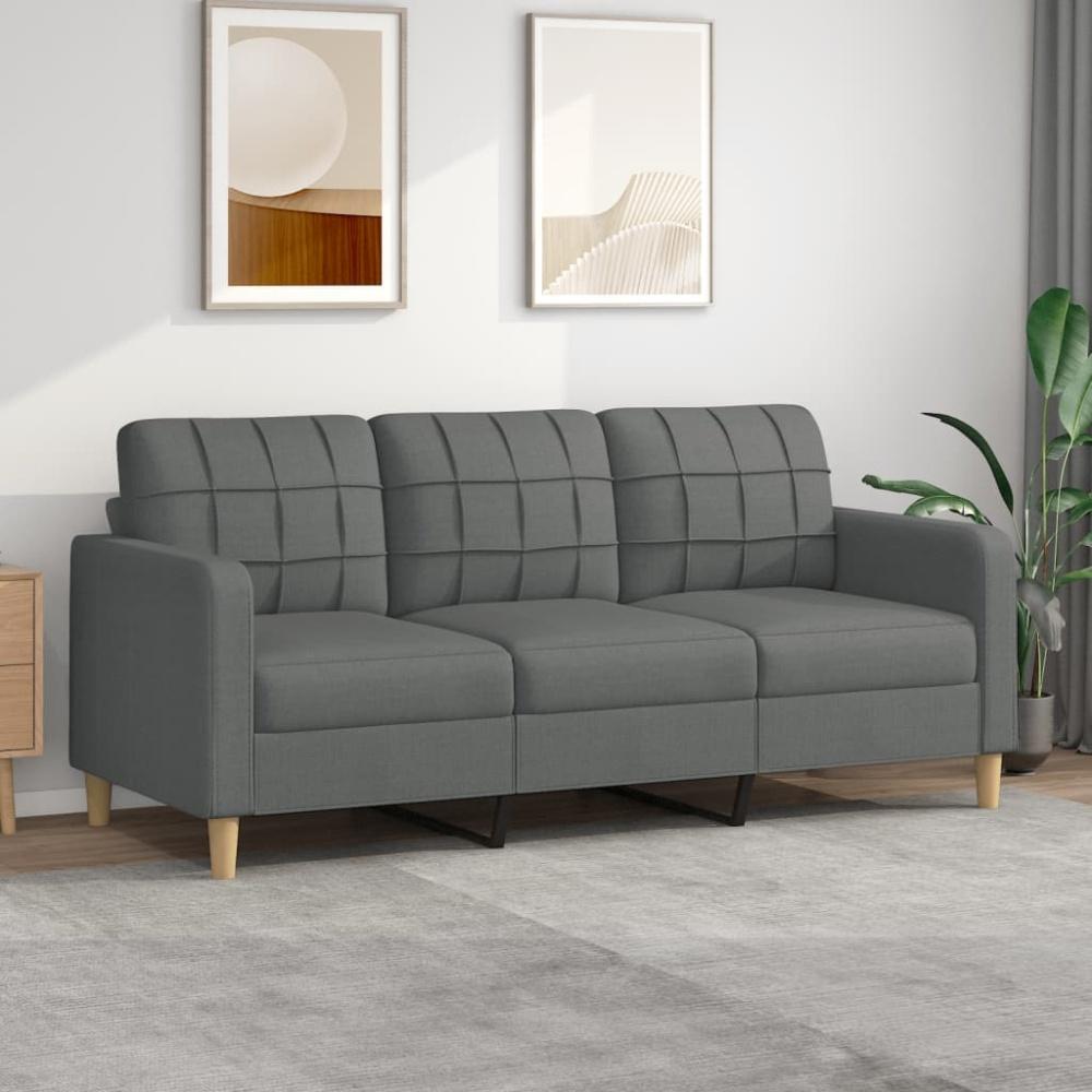 vidaXL 3-Sitzer-Sofa Dunkelgrau 180 cm Stoff 359100 Bild 1