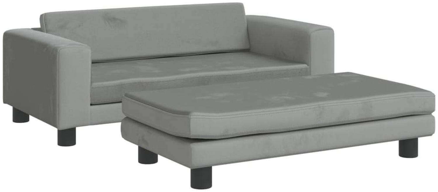 vidaXL Kindersofa mit Hocker Hellgrau 100x50x30 cm Samt 3196408 Bild 1