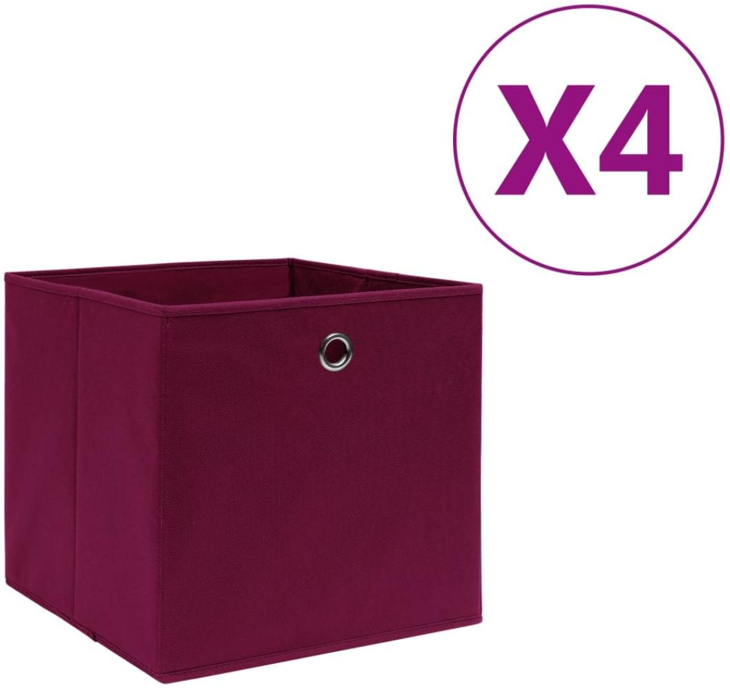 vidaXL Aufbewahrungsboxen 4 Stk. Vliesstoff 28x28x28 cm Dunkelrot 325199 Bild 1