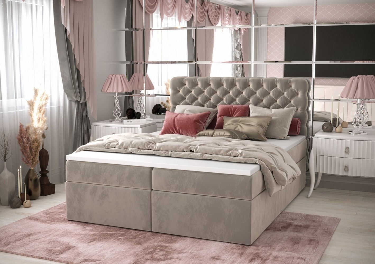 B&B Home Boxspringbett Figo (H3 Matratze Bonellfederung, Kopfteil, Bettkasten und Topper) Bild 1