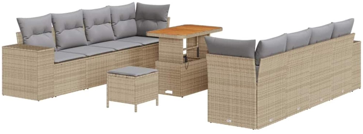 vidaXL Gartensofa-set mit Kissen 11 pcs Beige und Hellgrau Poly-Rattan 3363932 Bild 1