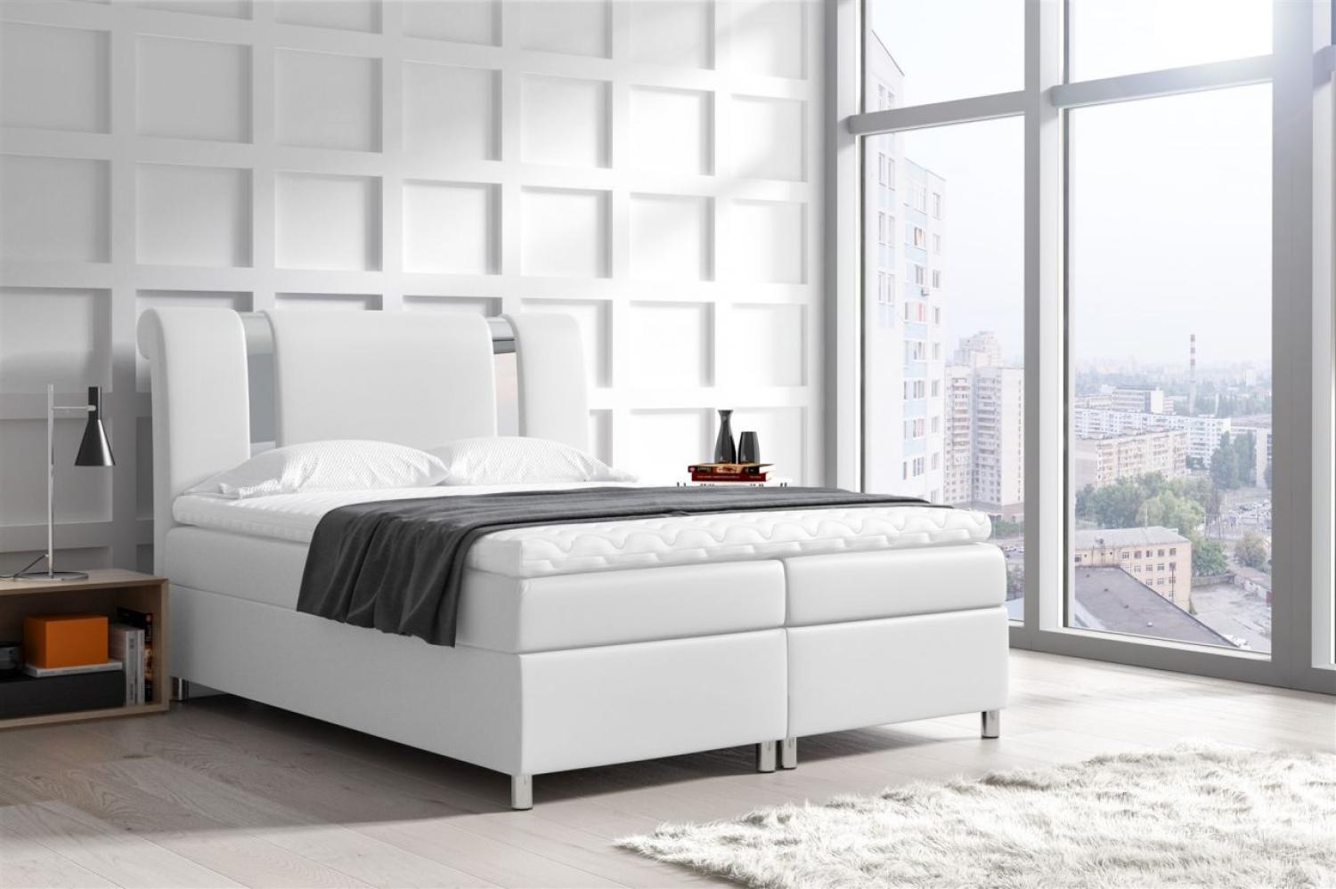 Boxspringbett NATHAN 180x200 cm Kunstleder Weiss Bild 1