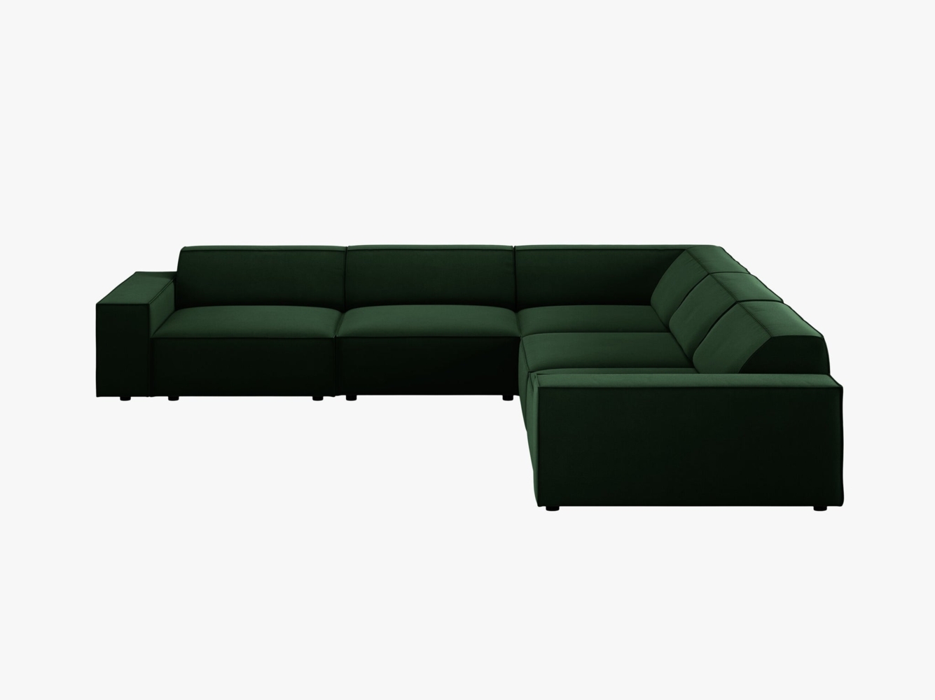 Micadoni Symmetrisches Ecksofa Jodie 6-Sitzer Samtstoff Flaschengrün Bild 1