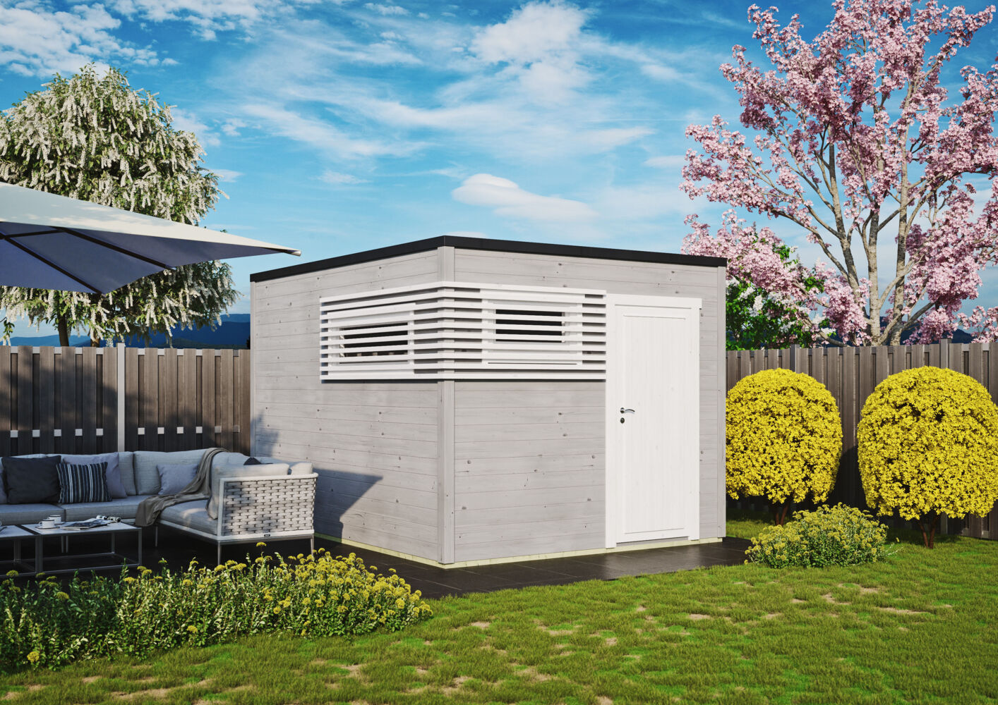 Gartenhaus Q-BIC Modern 44 B Schwedenrot Bild 1