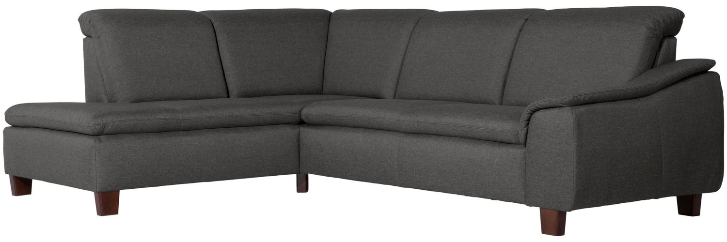 Ecksofa mit Ottomane rechts Katti Bezug Flachgewebe Buche nussbaum dunkel / anthrazit 22910 Bild 1