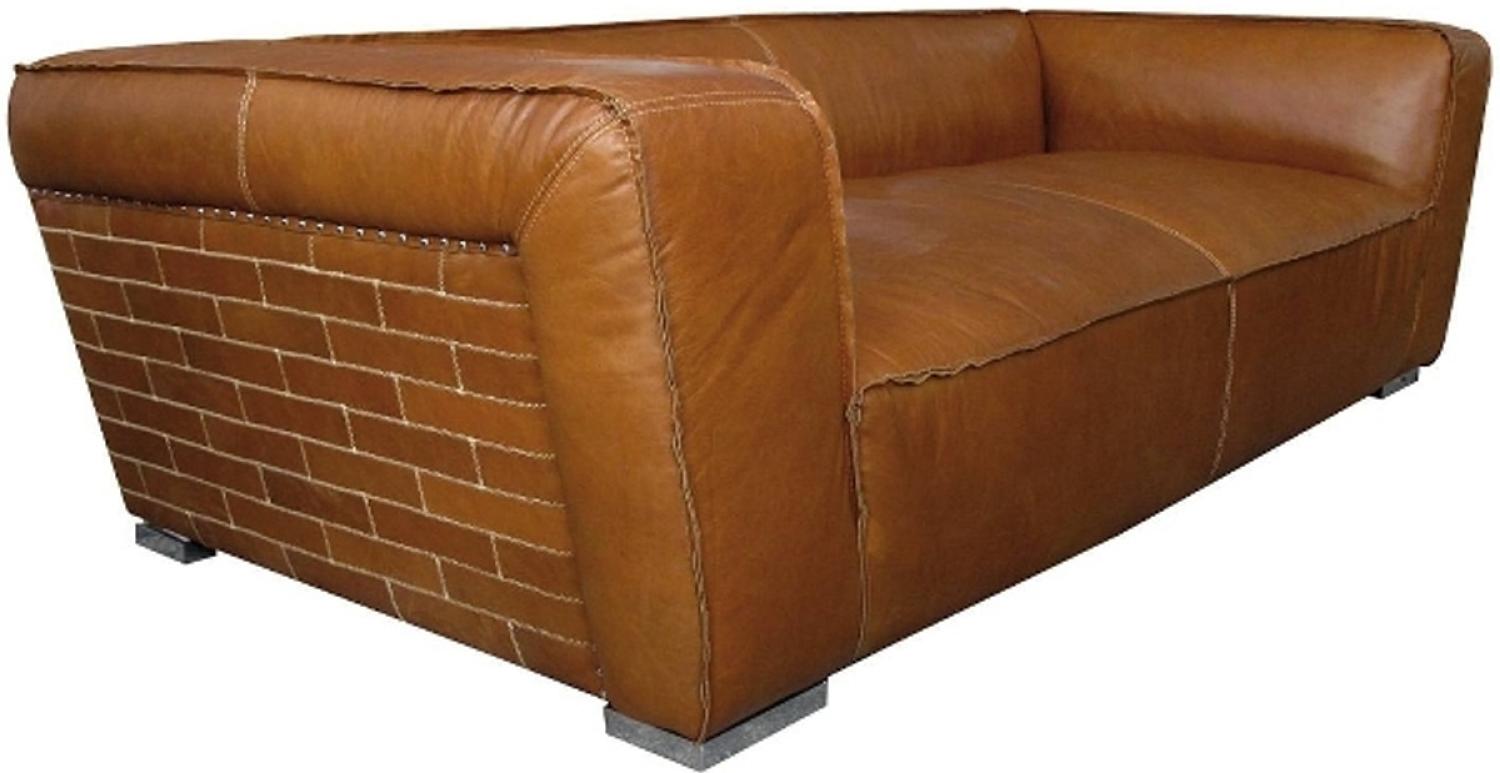 Casa Padrino Luxus Sofa Columbia Braun 228 x 112 x H. 67 cm - Echtleder Möbel Bild 1