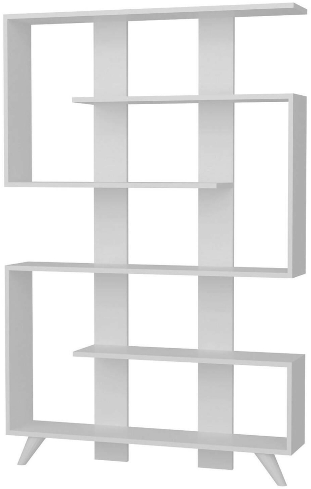 Dmora Bücherregal Spodumene, Büroregal, Mobiler Buchhalter, Bücherbrett, 120x20h162 cm, Weiß Bild 1