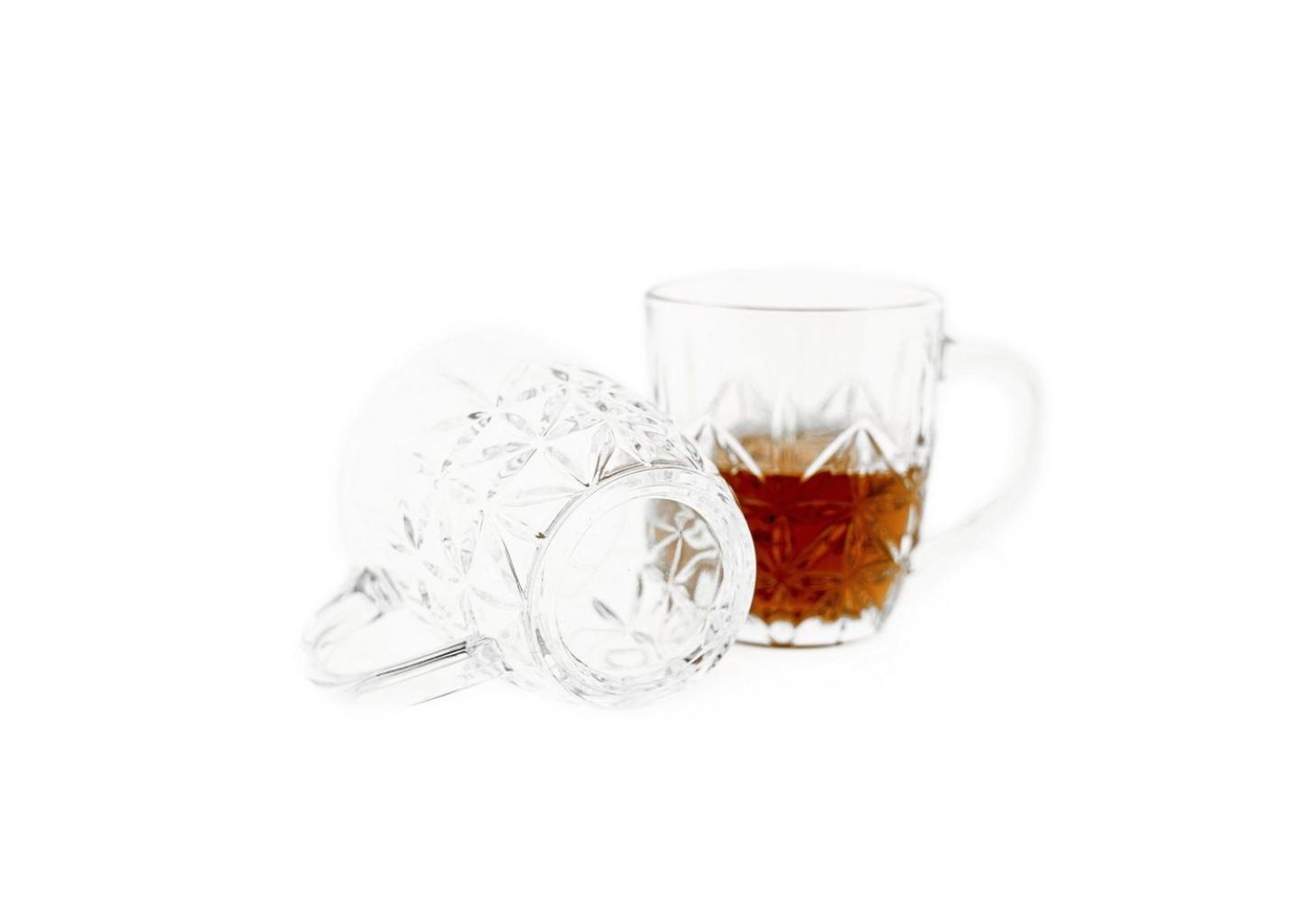 Almina Lavin 6er-Gläser Set mit Henkel Teeglas Kaffeeglas Transparent mit Design Bild 1