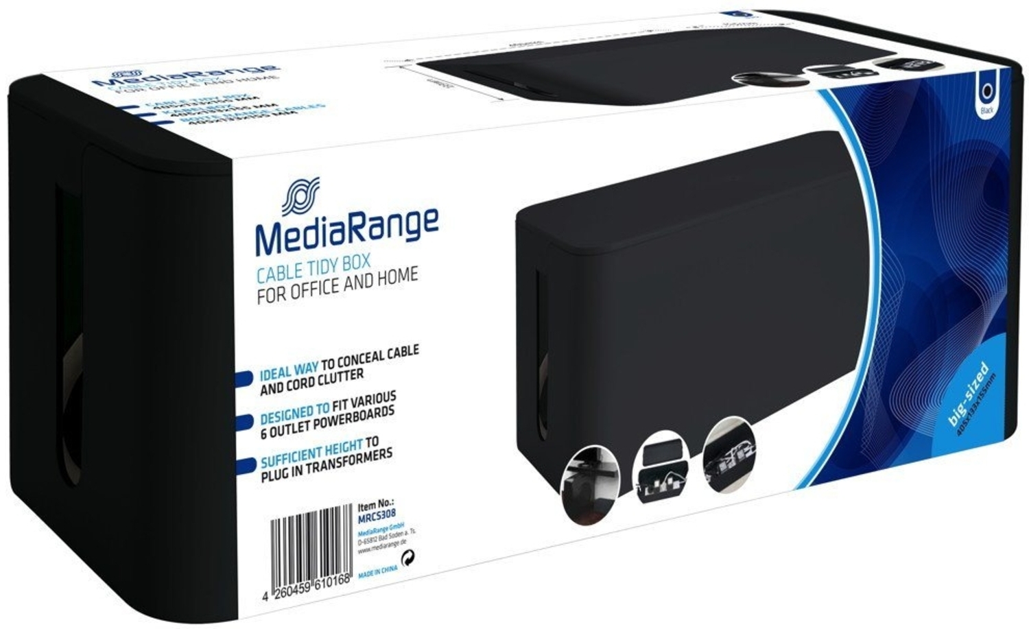 MediaRange Kabelbox 0.4 m schwarz Bild 1