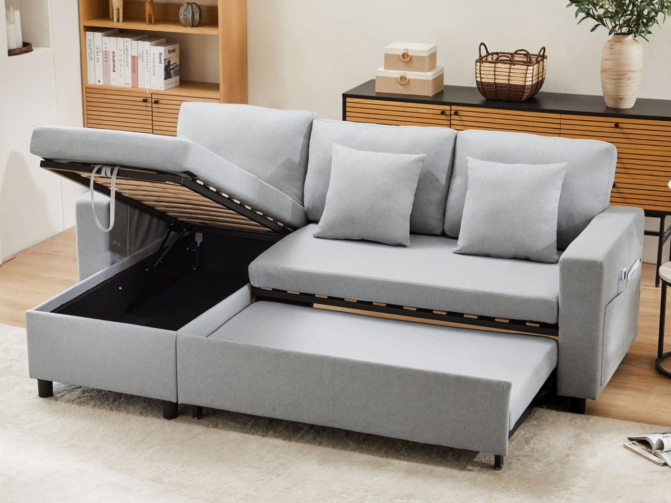 SeedWave Schlafsofa L-förmiges 3-Sitzer Sofa mit Schlaffunktion, Schlafsofa mit Stauraum, gepolstertes Leinensofa mit Seitentasche, für Wohnzimmer, Wohnung Bild 1