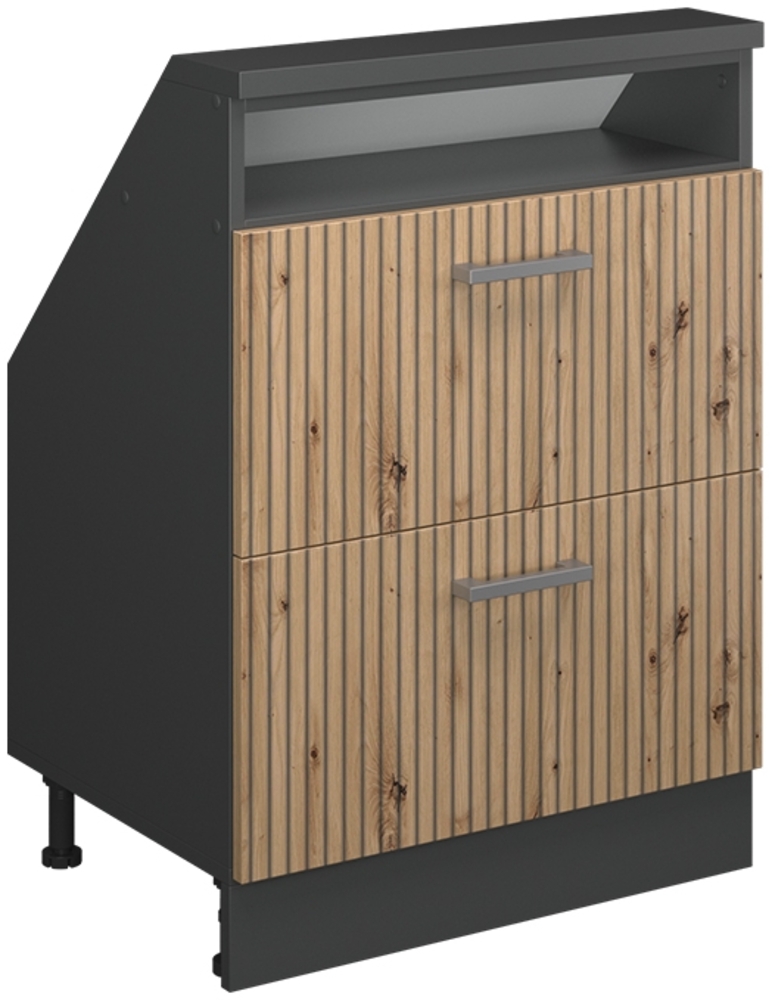 Küchenschrank für Dachschrägen R-Line Artisan-Eiche 60 cm mit 2 Schubladen Vicco Bild 1
