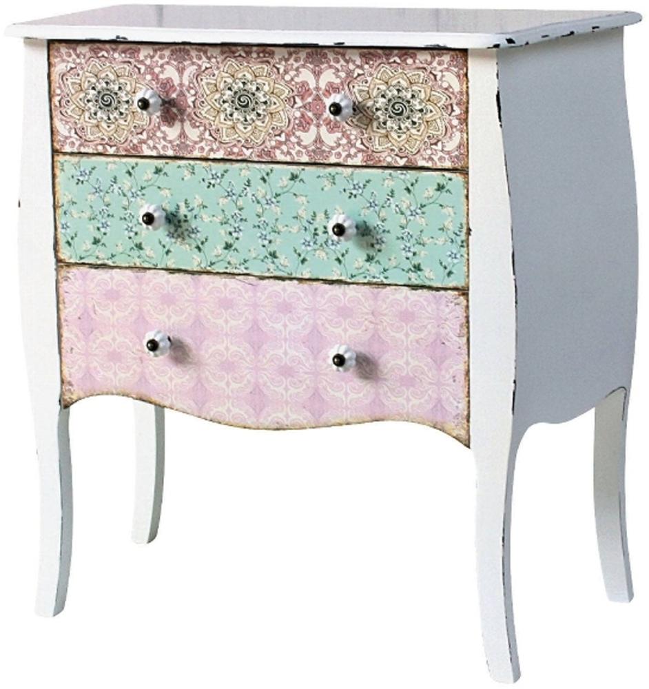 Casa Padrino Landhausstil Kommode Antik Weiß / Mehrfarbig 75 x 38 x H. 76 cm - Shabby Chic Möbel Bild 1