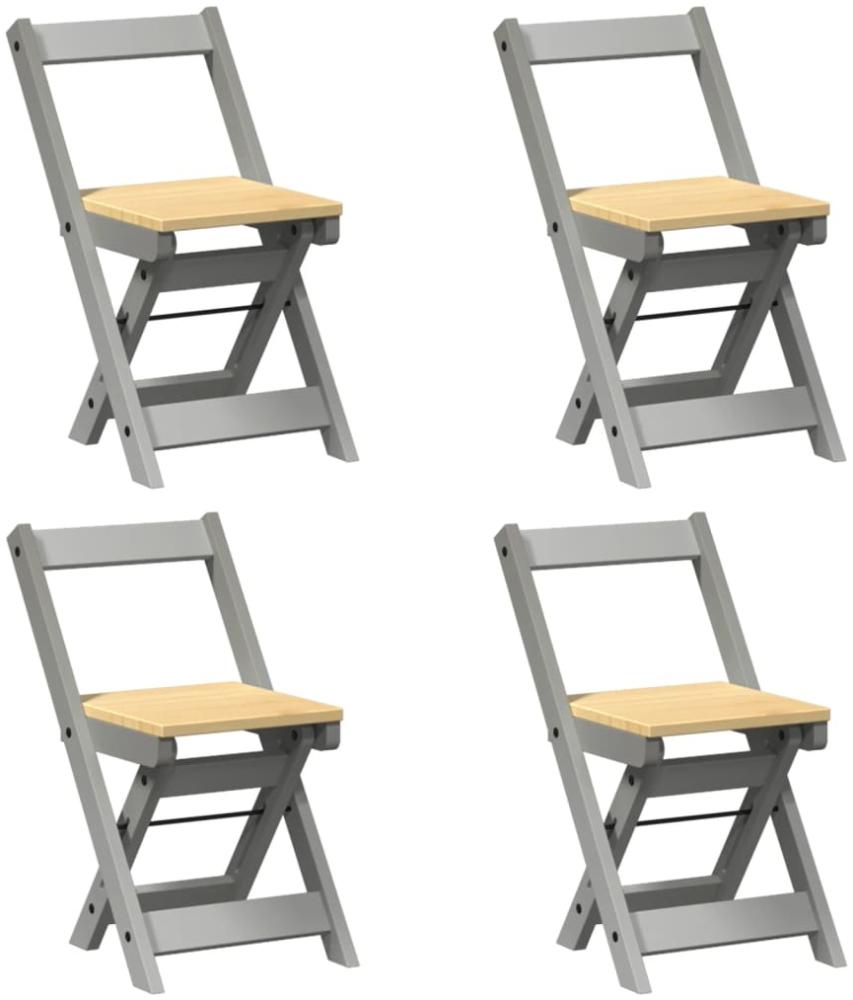 vidaXL Esszimmerstühle Klappbar 4 Stk. Corona Grau Massivholz Kiefer 4013438 Bild 1