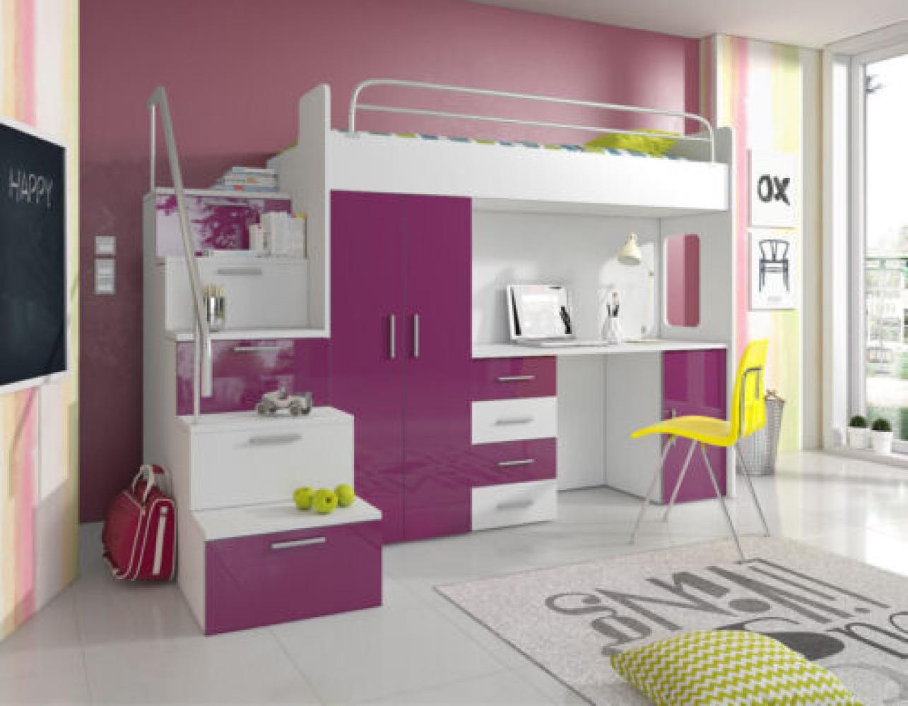 DOPPELSTOCKBETT STOCKBETT GRAU BETT KINDERZIMMER ETAGENBETT MIT SCHREIBTISCH Bild 1