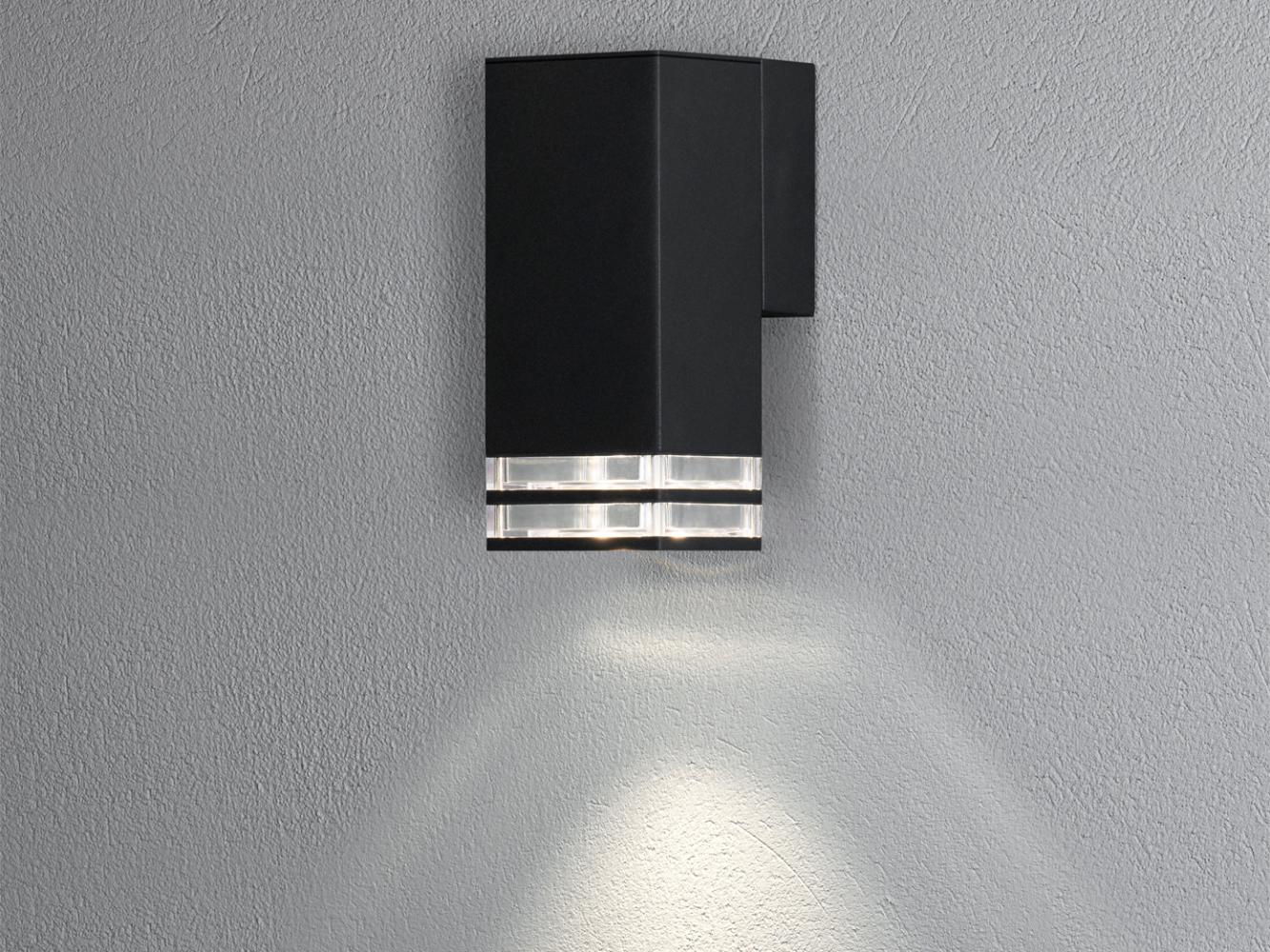 LED Außenwandleuchte ALU Down Light Schwarz Effektstreifen IP44, Höhe 19cm Bild 1