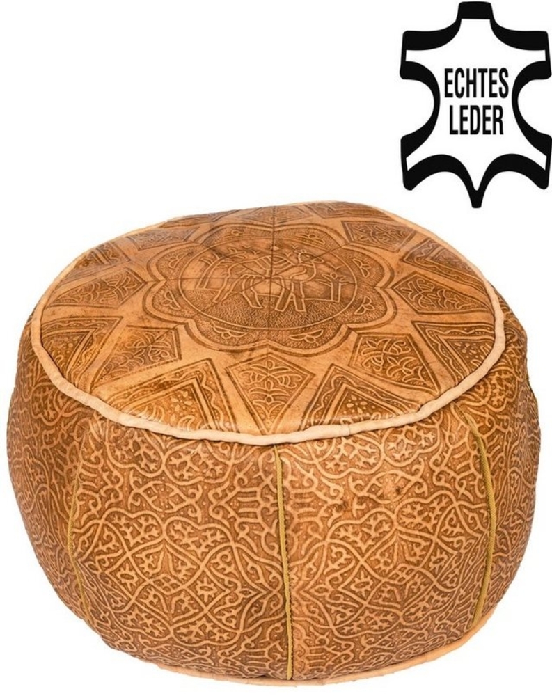 Marrakesch Orient & Mediterran Interior Hocker Orientalisches Leder Sitzkissen Kissen Abrar - 40cm (1 St), Handarbeit Bild 1