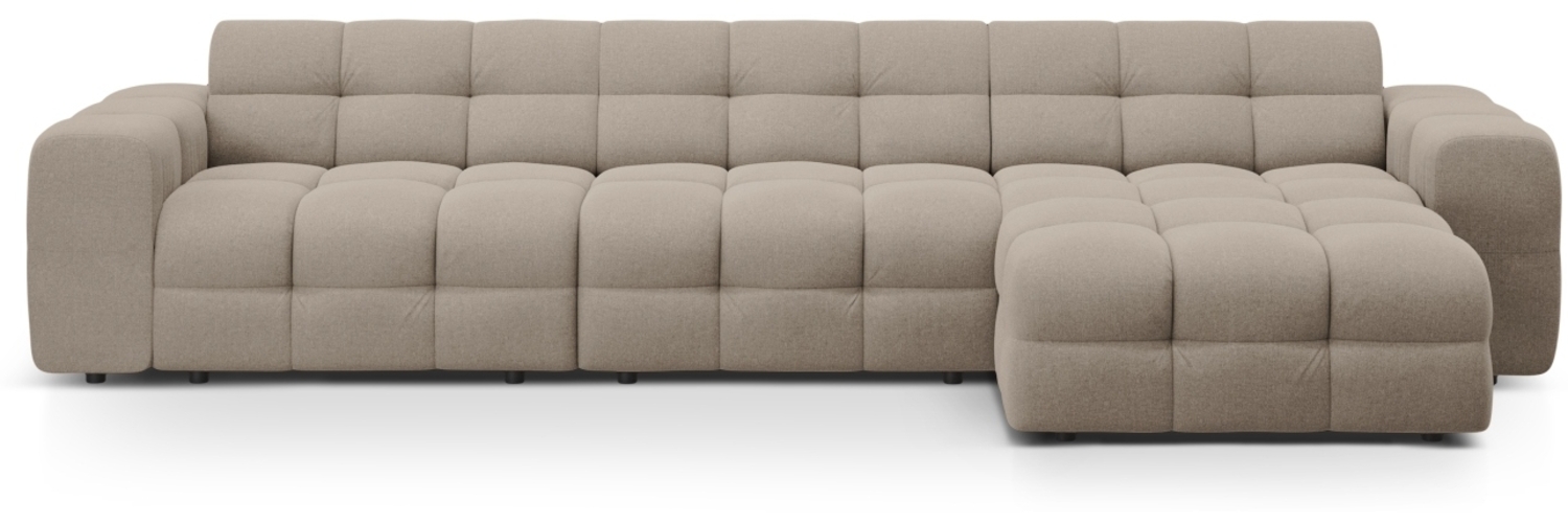 Micadoni Ecksofa Kendal 5-Sitzer Rechts Strukturierter Stoff Dunkelbeige Buchenholz schwarz Bild 1
