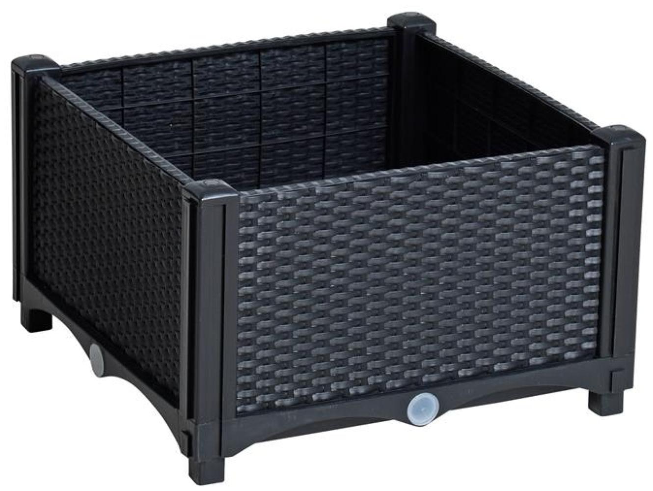 Blumenbeet Hochbeet Gemüsebeet 40x40x26 cm Pflanzbeet Polyrattan Schwarz Bild 1