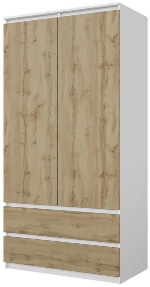 Furnica Kleiderschrank Joelle Weiß Matt, 2 Türen und 2 Schubladen H180cm B90cm T50cm Bild 1